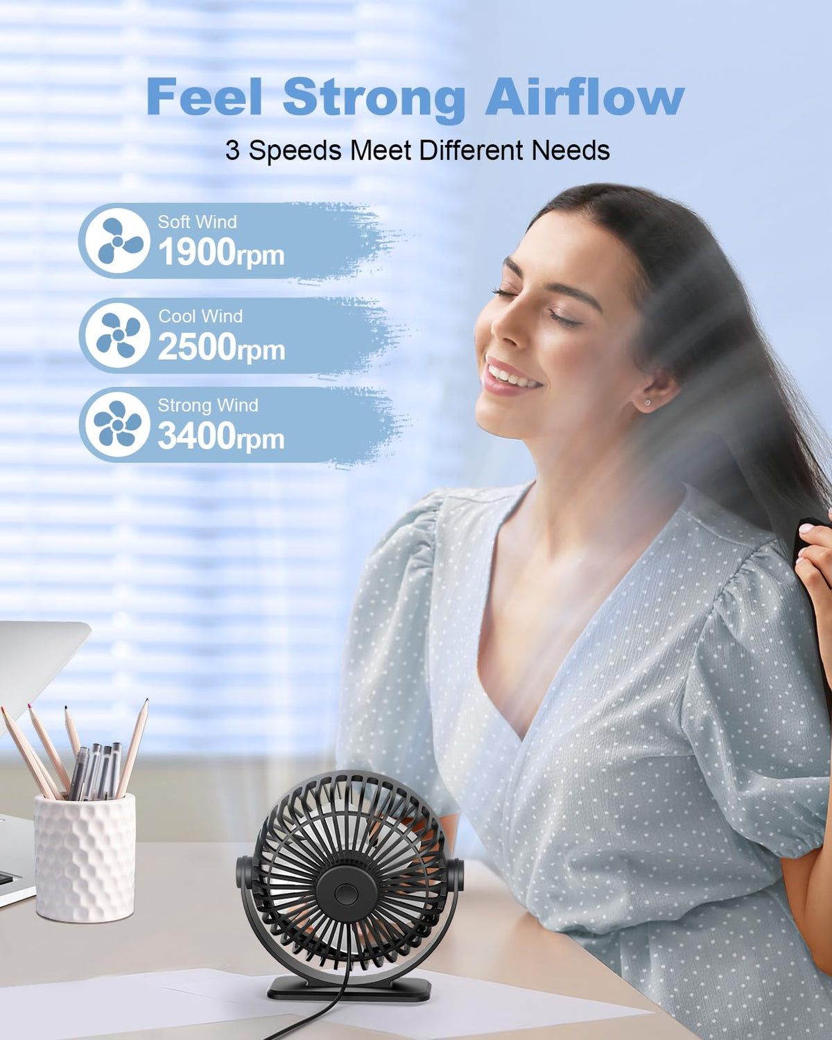 Black 2 Pack USB Powered Mini Desk Fan W31268