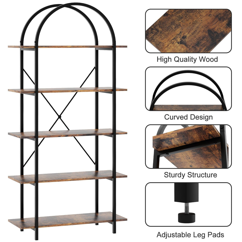 5 Tier Arched Bookshelf J889543