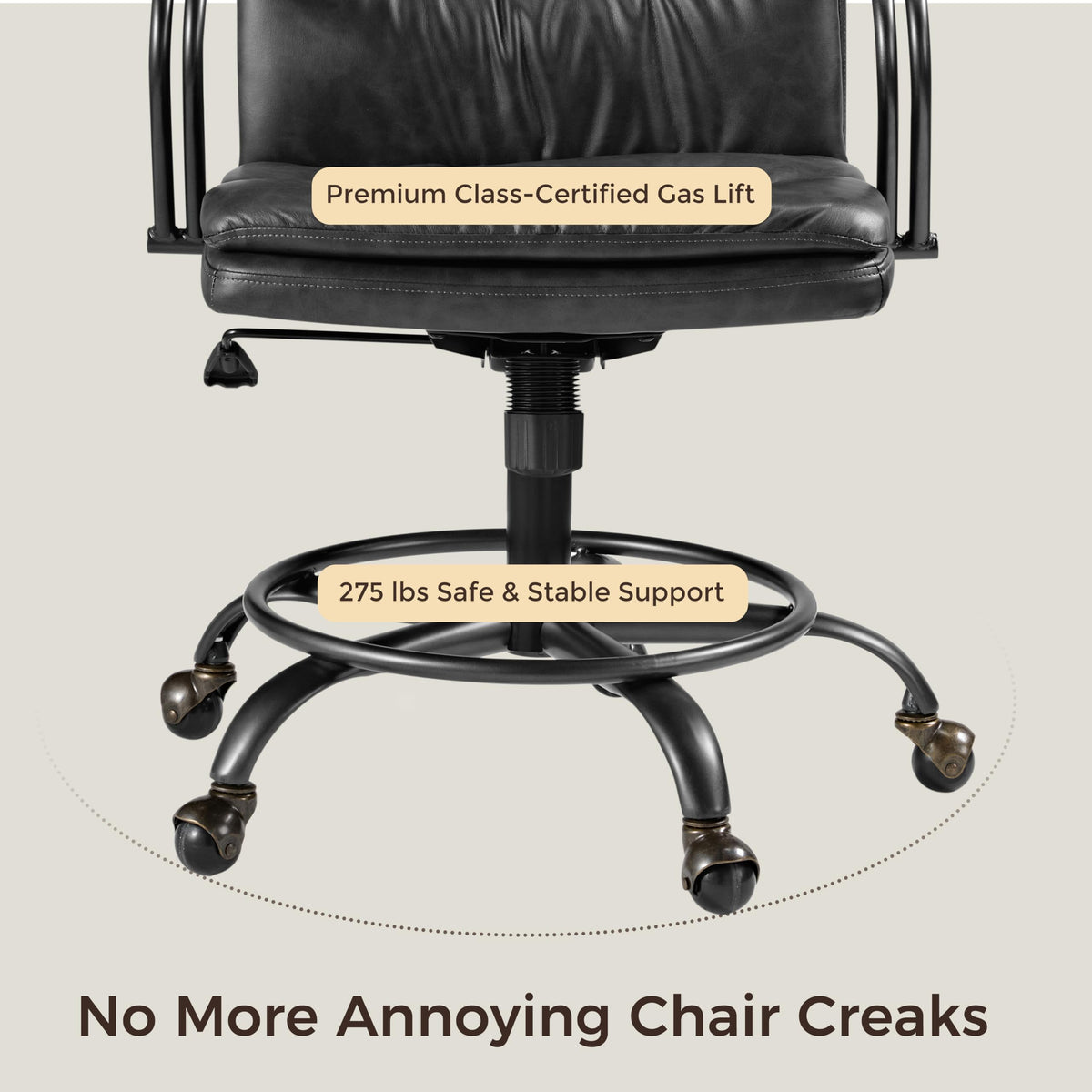 Mid-Century Faux Leather Office Chair with Ball Casters G2819