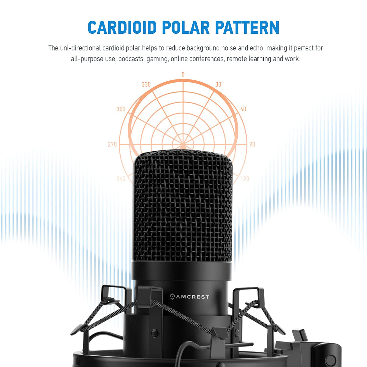 USB Microphone with Boom Arm, Pop-Filter, Shock Mount K803