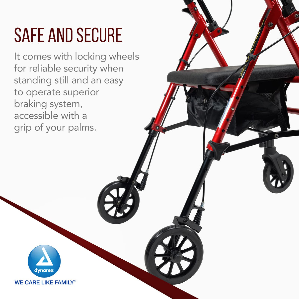 Foldable Aluminum Rollator with Adjustable Seat and Detachable Caster, Red T5487