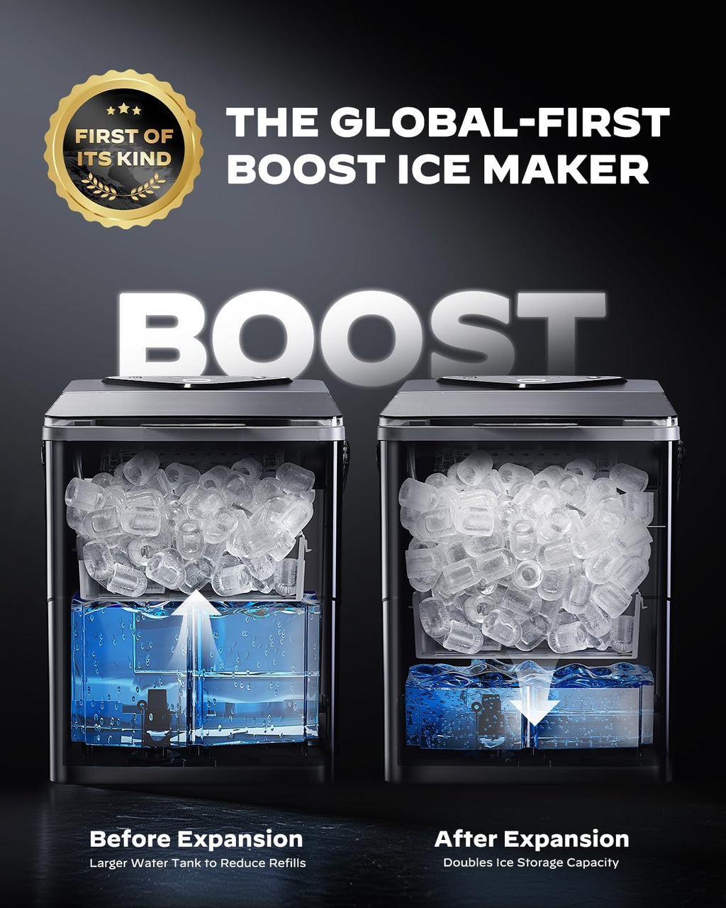 Countertop Ice Maker with 2.5L Ice Basket & 1.8L Water Tank, 26Lbs/24H K3515