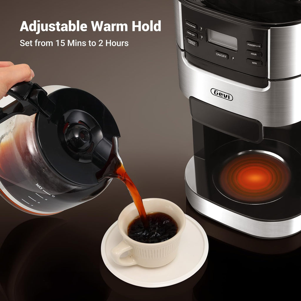 10-Cup Drip Coffee Maker with Built-In Burr Grinder O15486