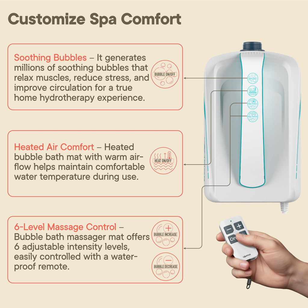 Bath Massager Mat with Adjustable Bubbles and Remote Control U352263