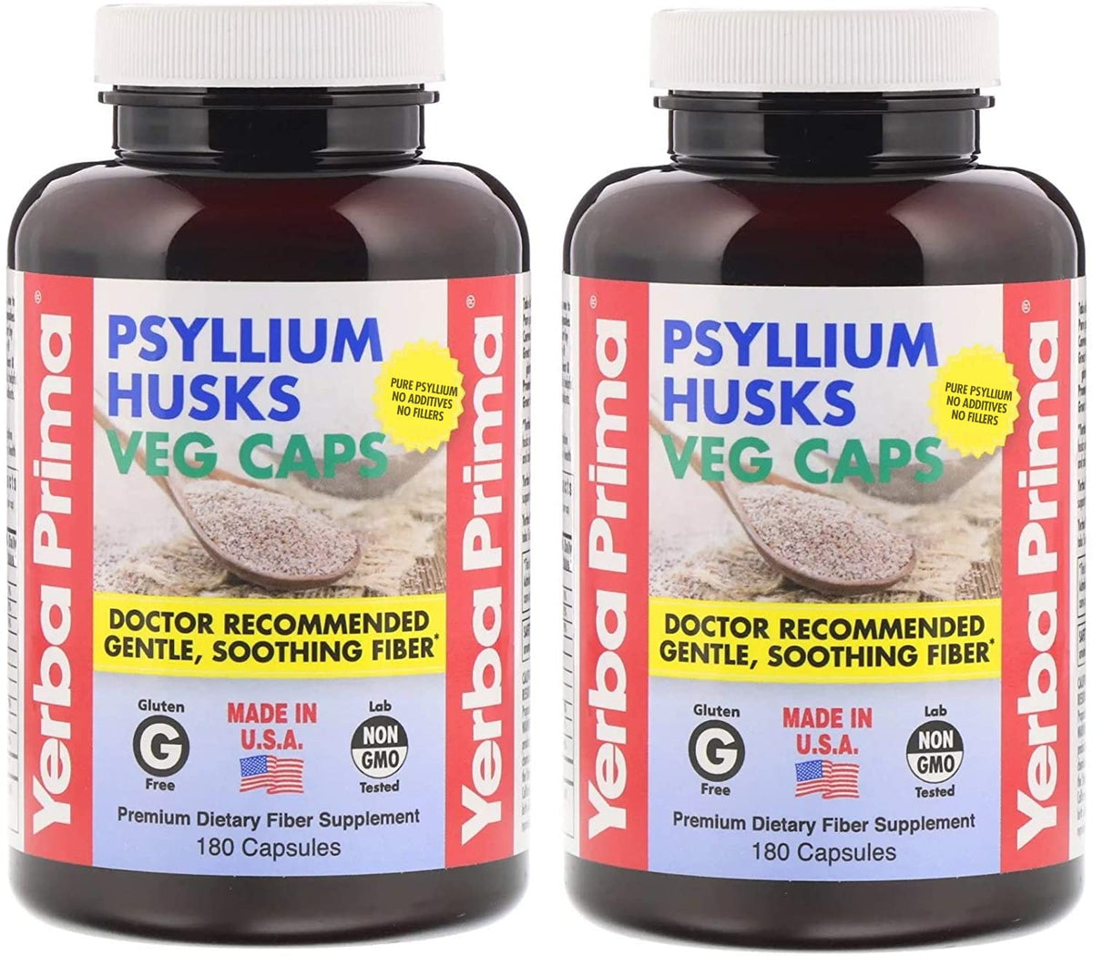 Psyllium Husks Fiber Veg Caps 180 Pack of 2 Q3889