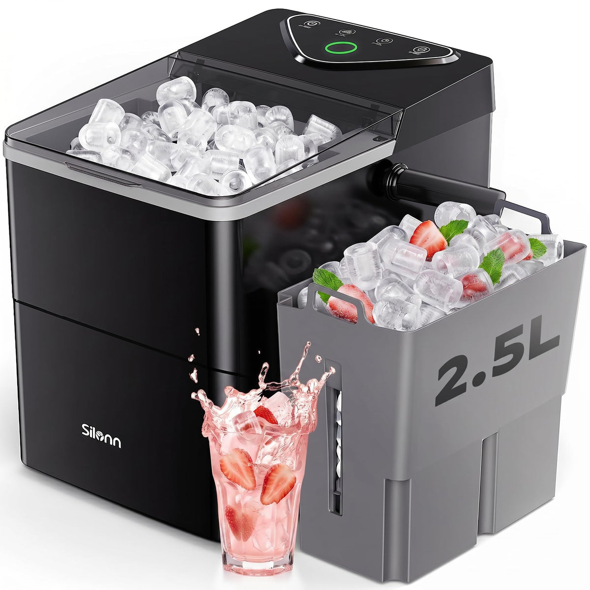 Countertop Ice Maker with 2.5L Ice Basket & 1.8L Water Tank, 26Lbs/24H K3515