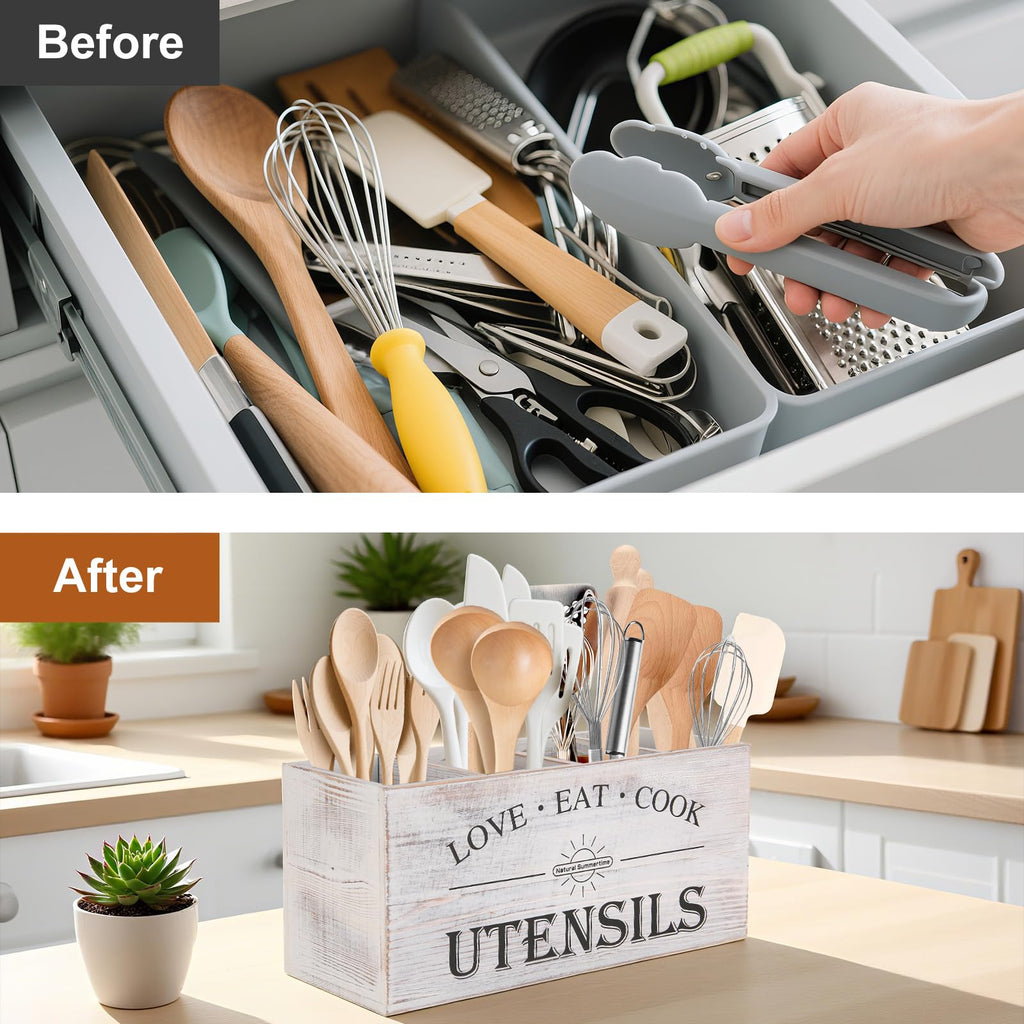 2 PC Wooden Utensil Holder V679669