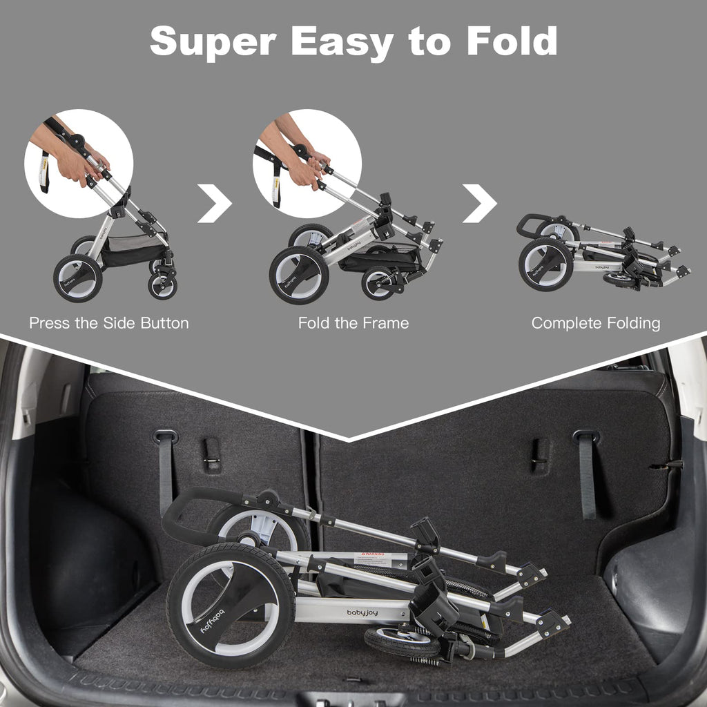 2-in-1 Convertible Bassinet Reclining Stroller I31529