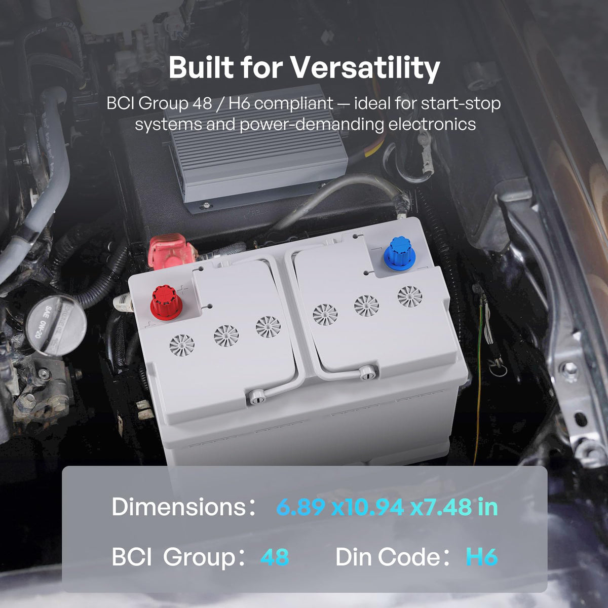 12V 70Ah AGM Car Battery H6 Group 48 with 720 CCA L8277