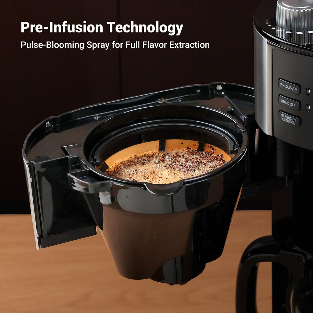 10-Cup Drip Coffee Maker with Built-In Burr Grinder O15486