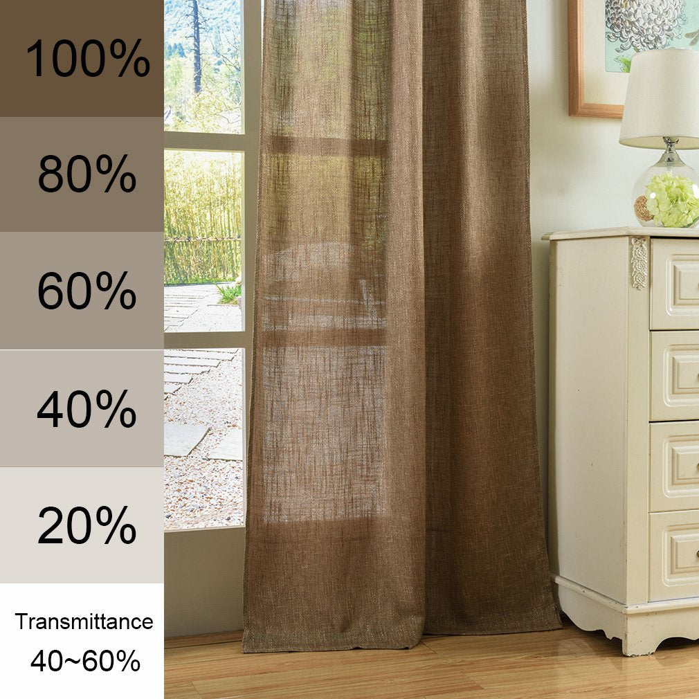 Soft Burlap Natural Tan Rod Pocket Window Curtain Panel 37" x 84" N31809