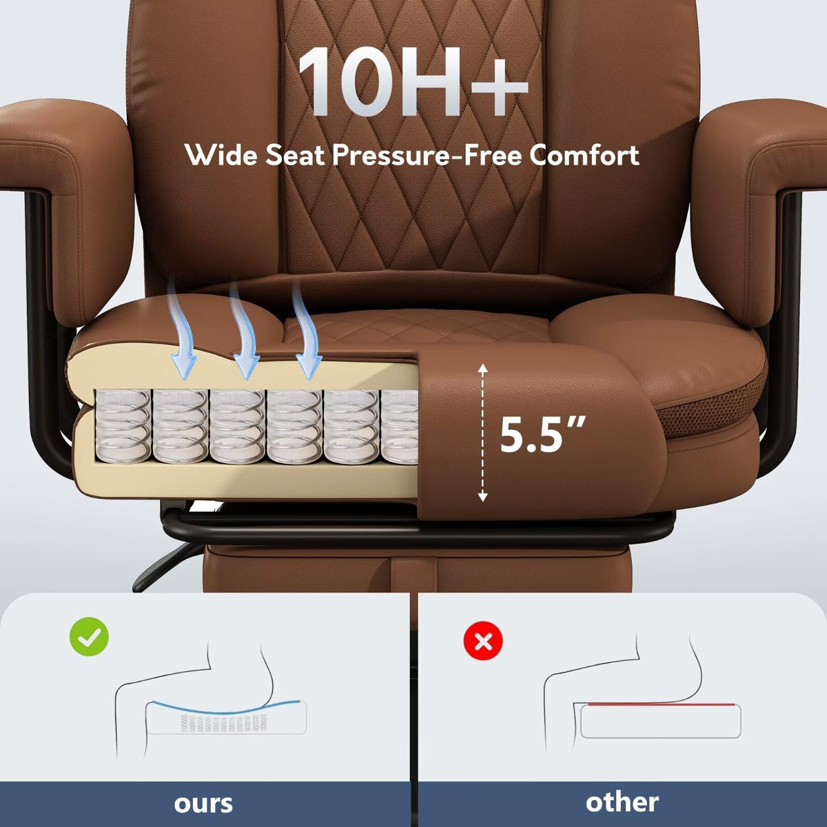 Big and Tall 500LBS Reclining Office Chair with Footrest V53956