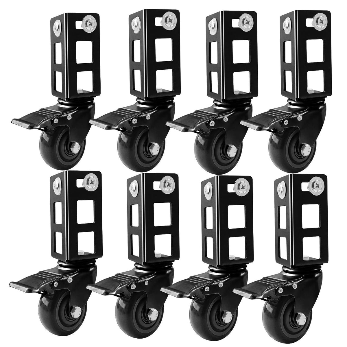 3" Heavy Duty Locking Caster Wheels, 8 PCS, 1000LB Capacity, Black V63940