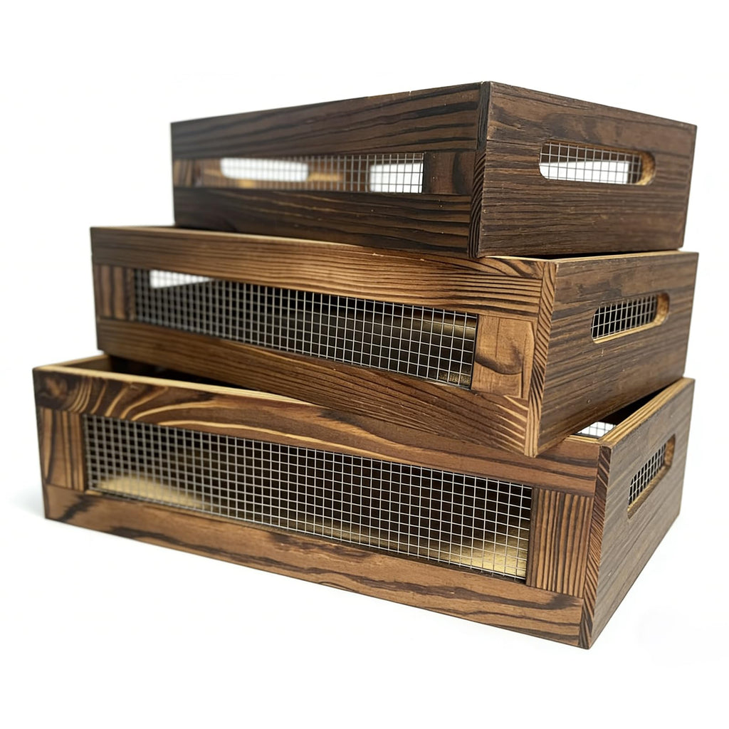 Set of 3 Wooden Nesting Crate K235893