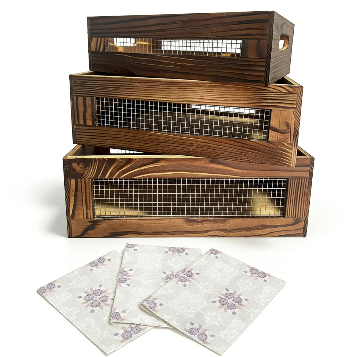 Set of 3 Wooden Nesting Crate K235893