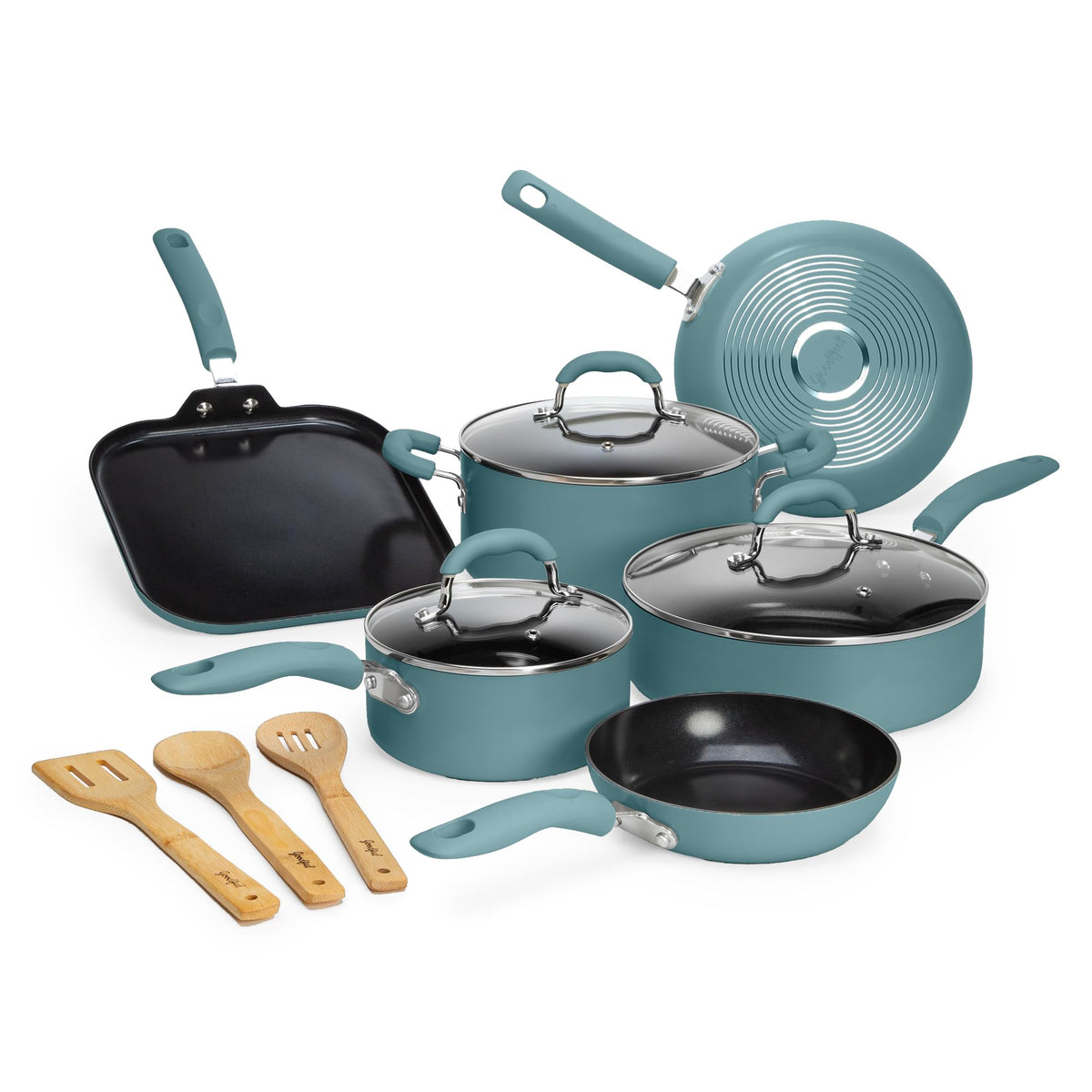 Turquoise 12-Piece Ceramic Nonstick Cookware Set A29513