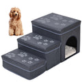Folding Pet Ramp with Storage, Non Slip Dog Stairs, Grey U98540