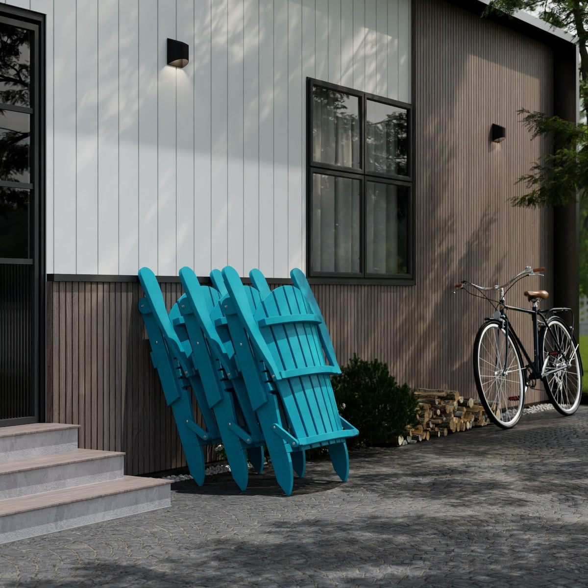 Aruba Blue Folding Adirondack Chair V241050