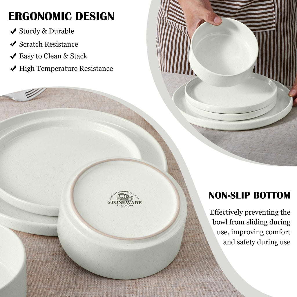 Speckled White 12 Pc Stoneware Dinnerware Set N583342