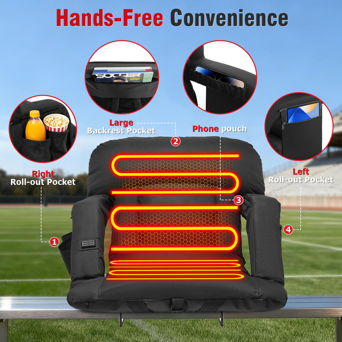 Heated Stadium Seats with Back Support 2 Pack W408