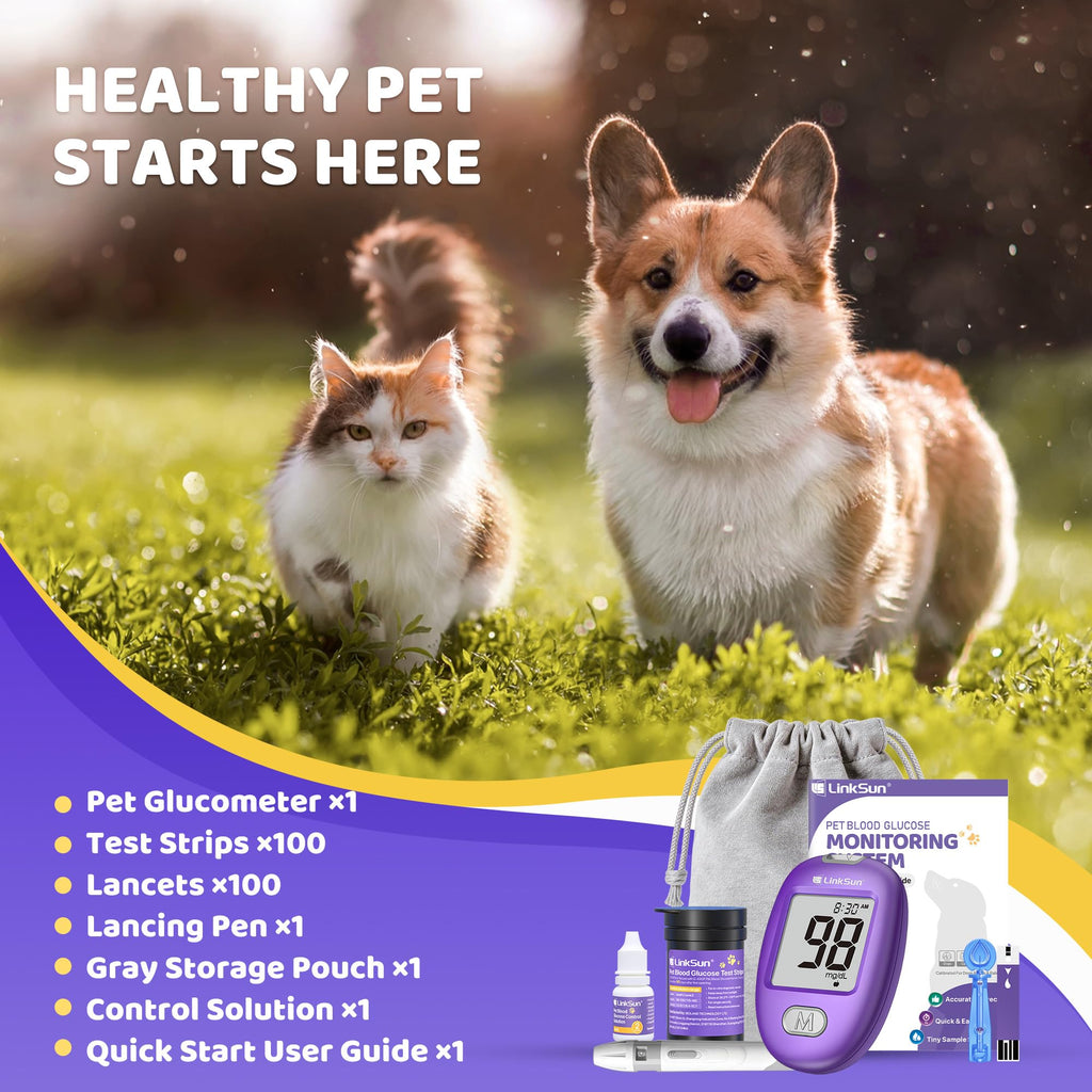 Pet Glucose Monitor Kit, 100 Strips+Lancets O693