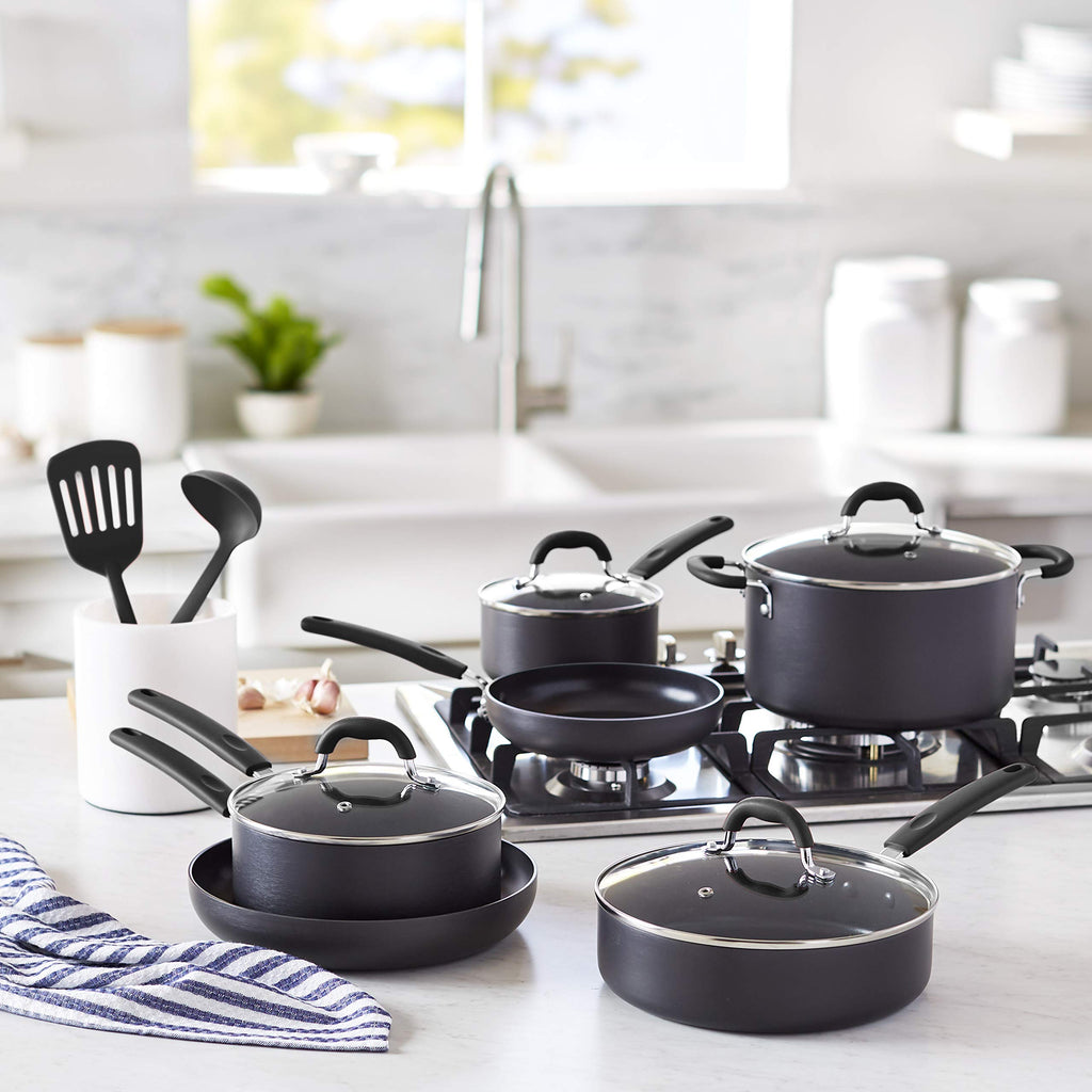 Non-Stick Hard Anodized Aluminum Cookware Set, 12-Piece A4347