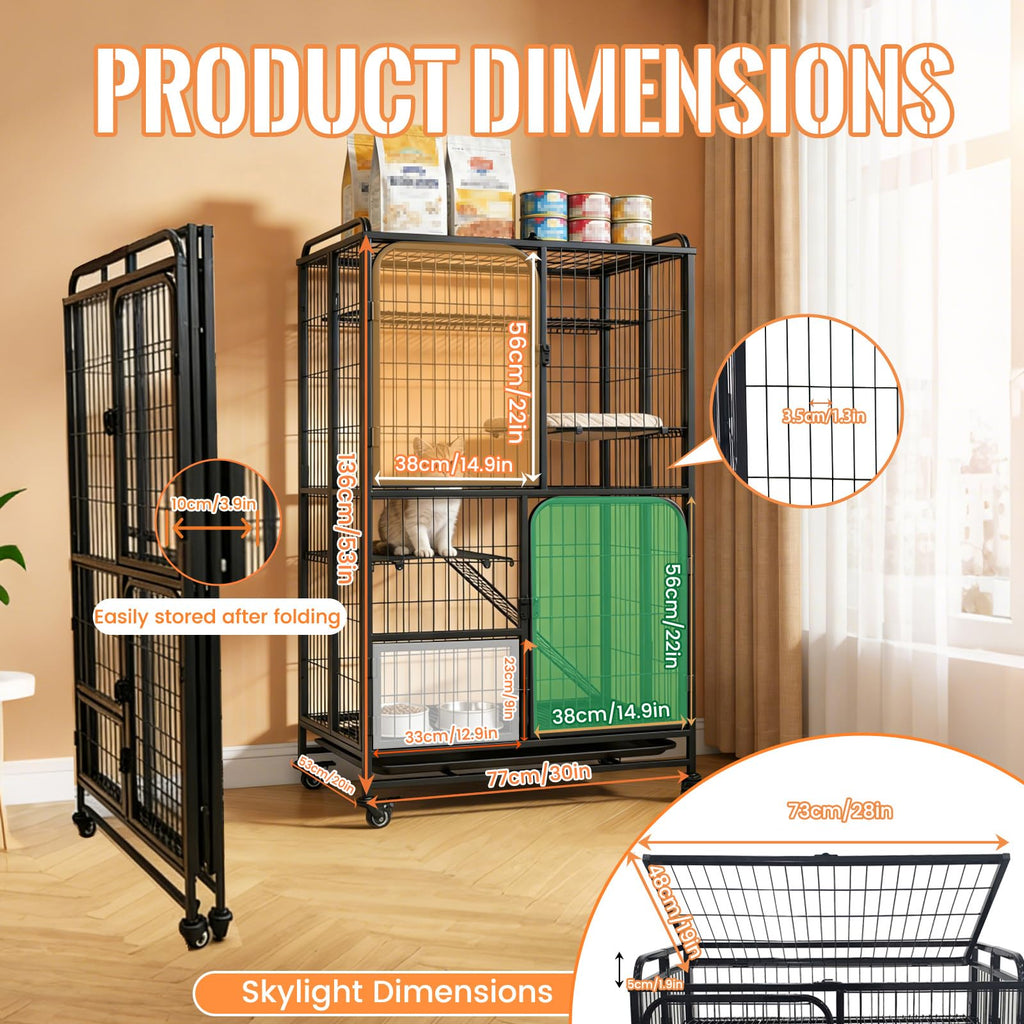 Collapsible Metal Wire Cat Cage R936