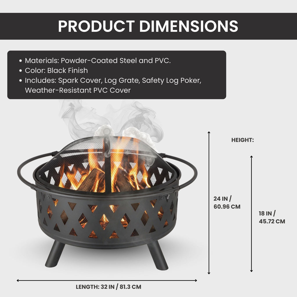 Black 32-Inch Outdoor Fire Pit R4271