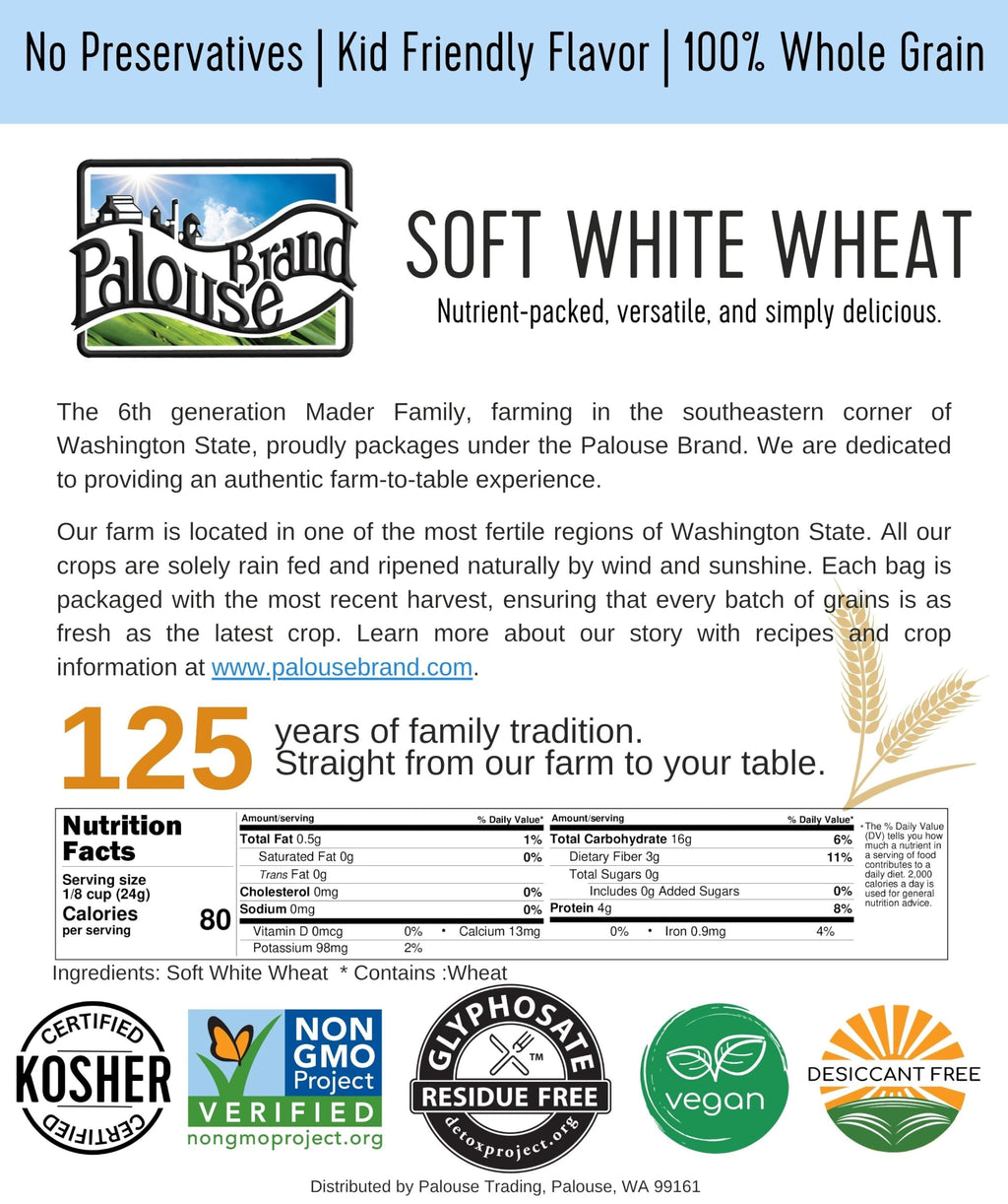 Soft White Wheat Berries 25 LBS Bulk Sproutable Non-GMO Kosher J283