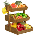 Walnut Bamboo 3 Tier Fruit Basket with 2 Banana Hangers D699