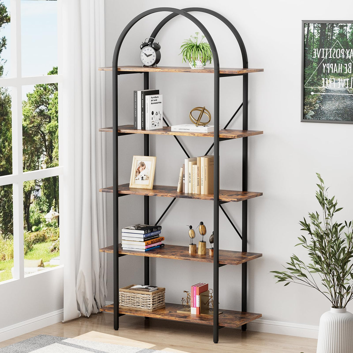 5 Tier Arched Bookshelf J889543