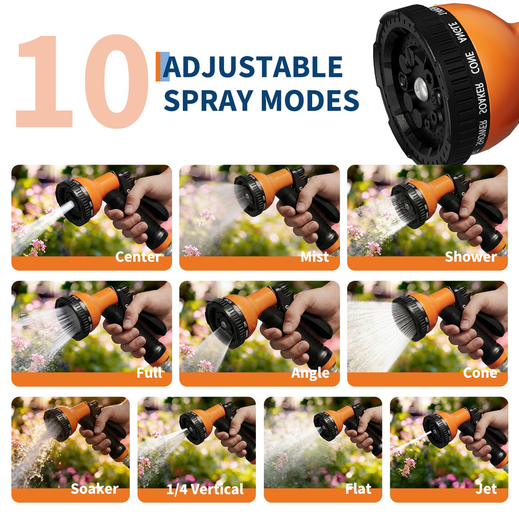 1/2 Inch x 50 ft Wall Mounted Garden Hose Reel with 10 Patterns Nozzle R20997