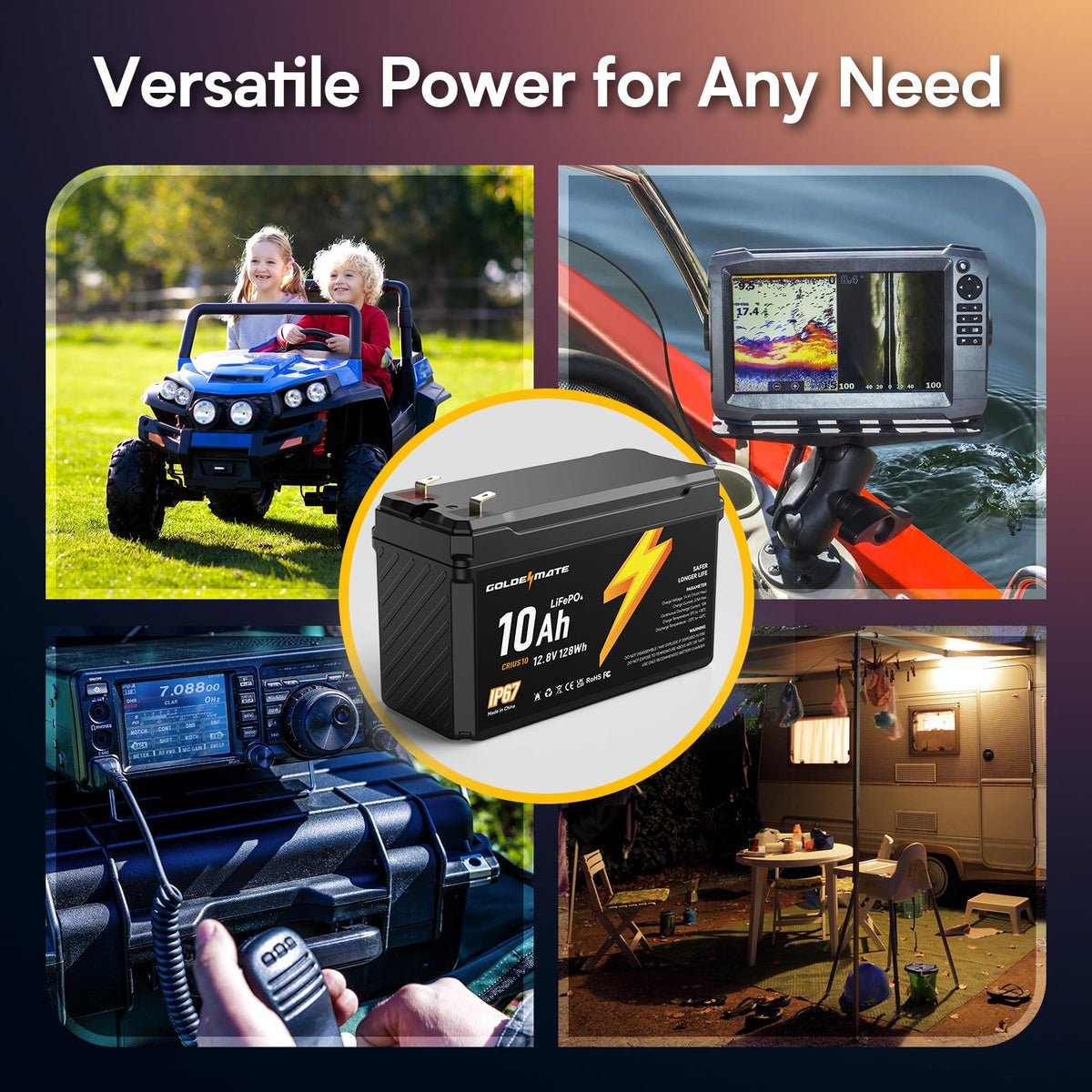 12V 10Ah Lithium LiFePO4 Battery 2 Packs H192725