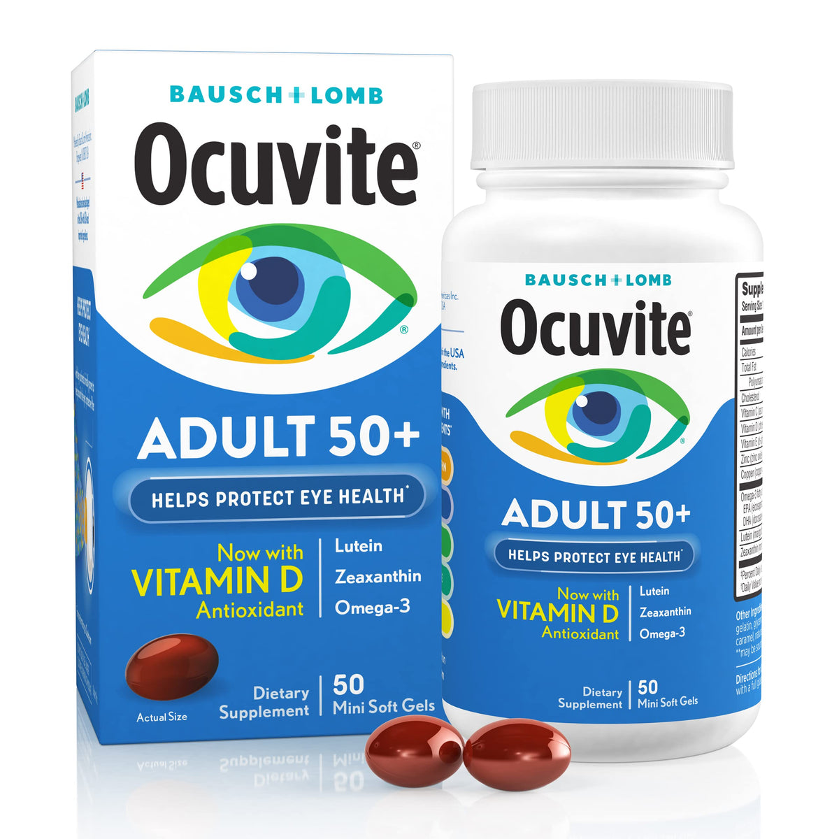 Eye Vitamin & Mineral Supplement with Omega-3, Zinc, Lutein & Zeaxanthin, 50 Softgels W67411