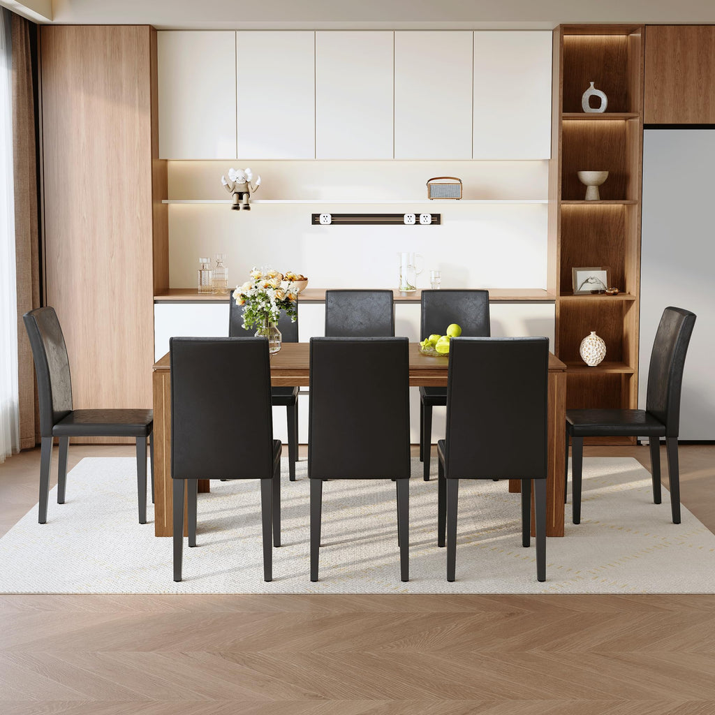 9 Piece Dining Table Set with 8 Pu Leather Chairs H660