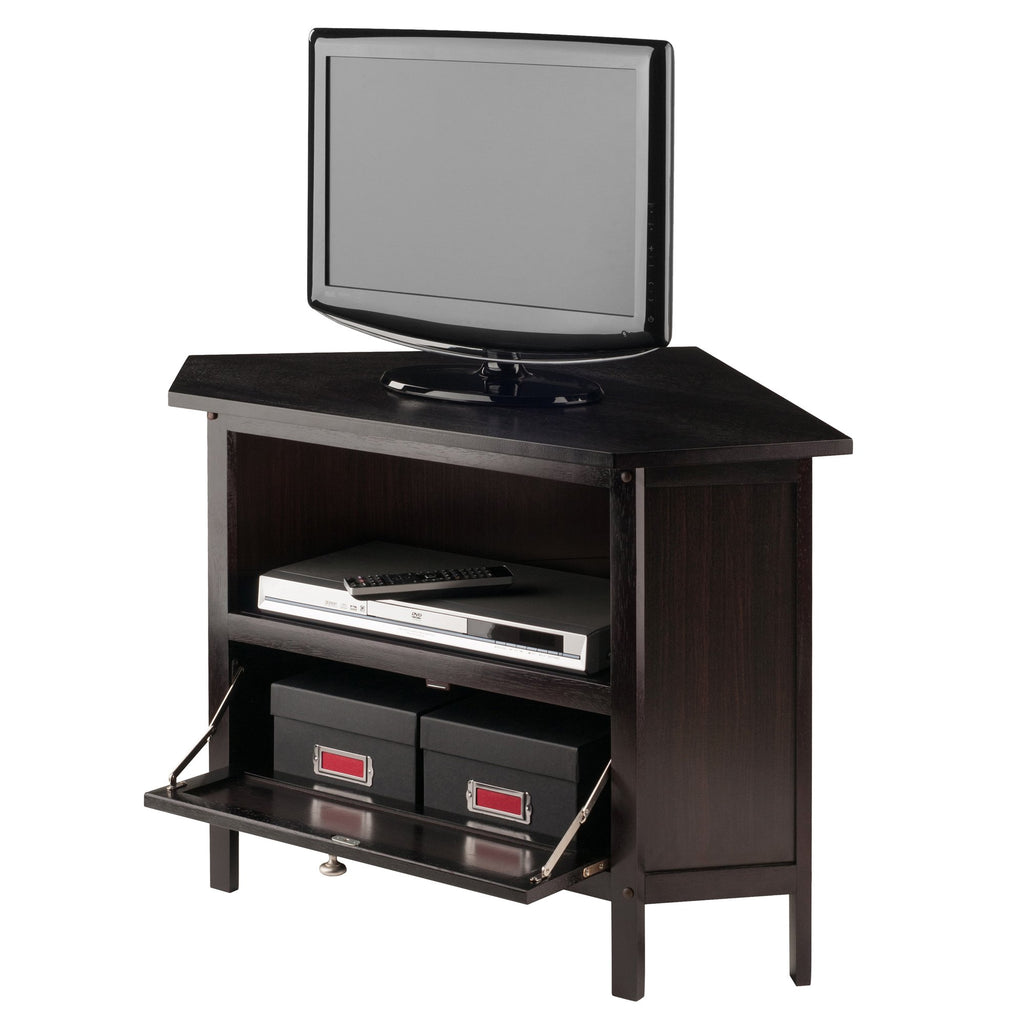Compact Espresso Corner TV Stand J7590