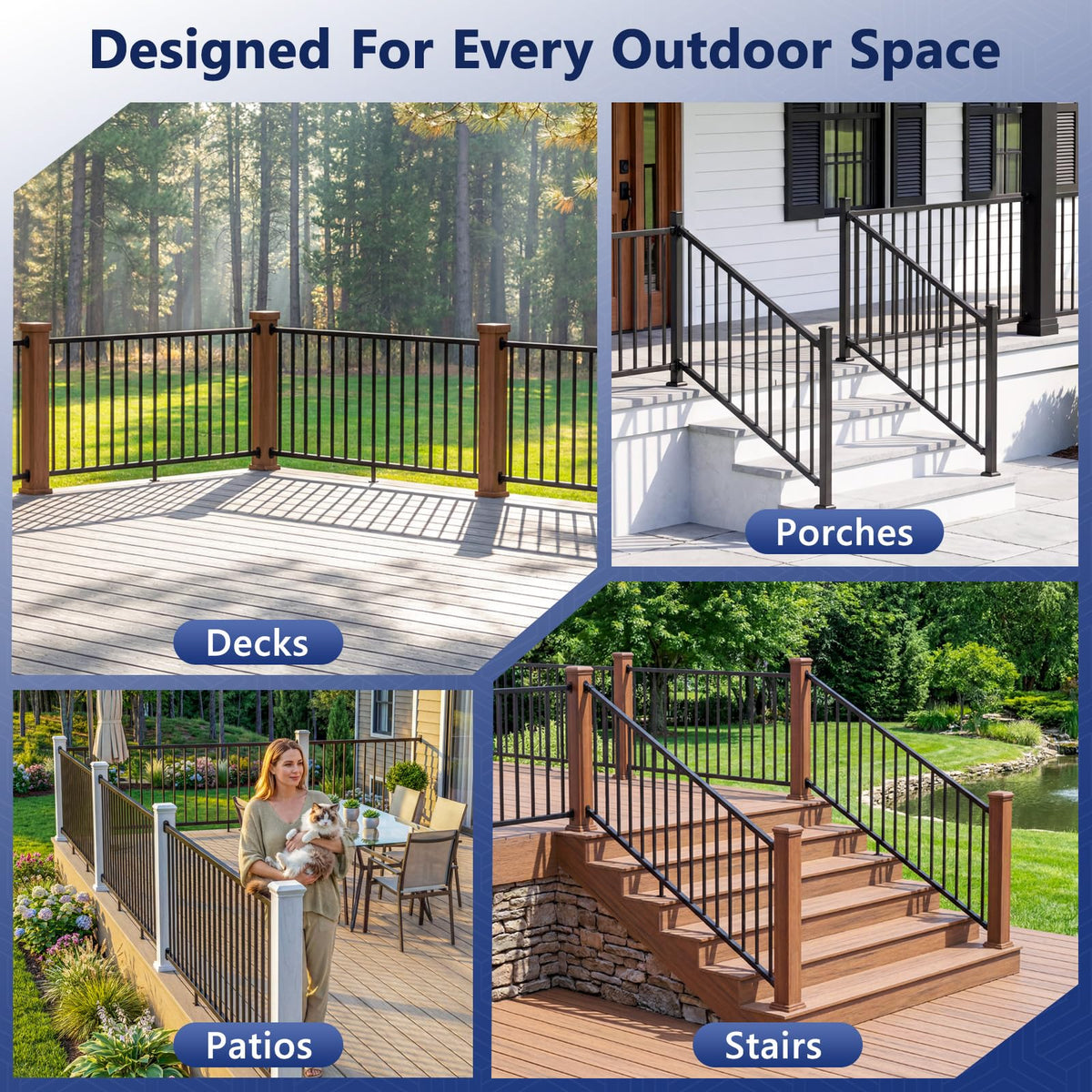 6 ft W Real Aluminum Stair Railing Kit V7951