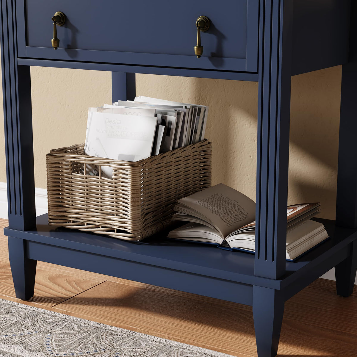 24 Inch Nightstand with Drawer and Open Shelf W763