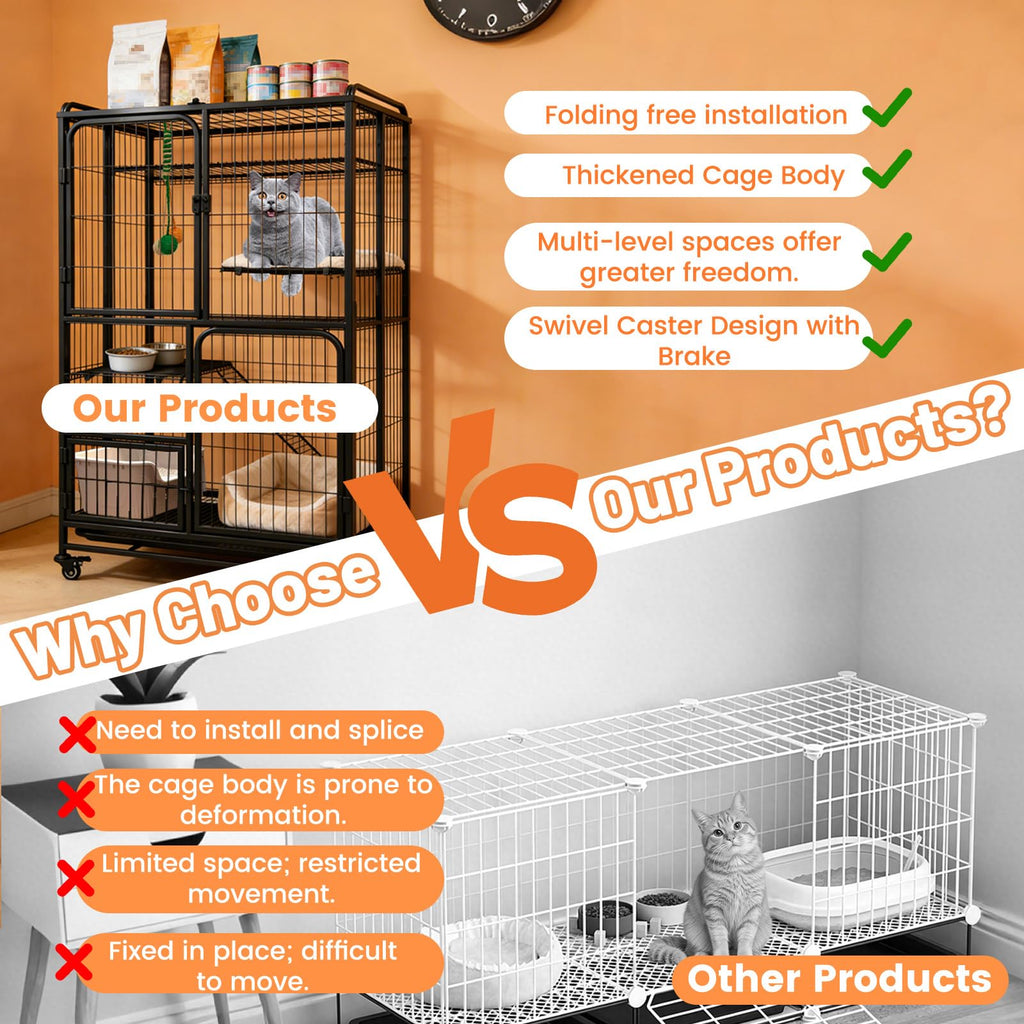 Collapsible Metal Wire Cat Cage R936