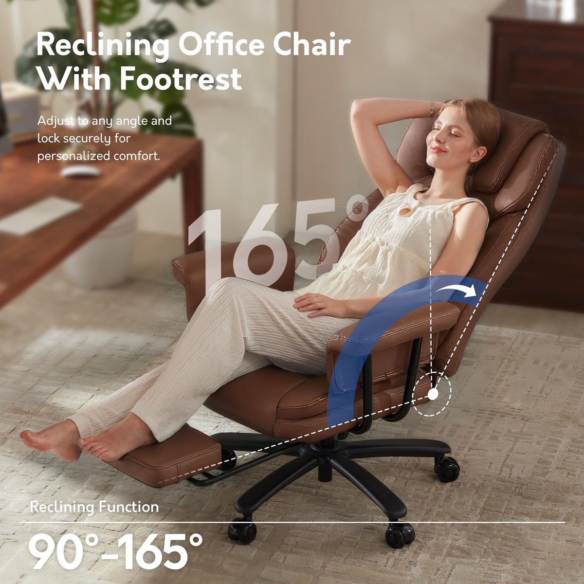 Big and Tall 500LBS Reclining Office Chair with Footrest V53956