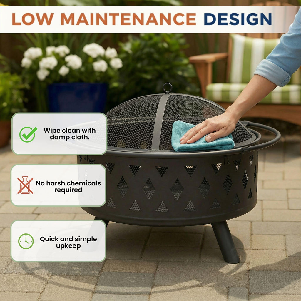 Black 32-Inch Outdoor Fire Pit R4271
