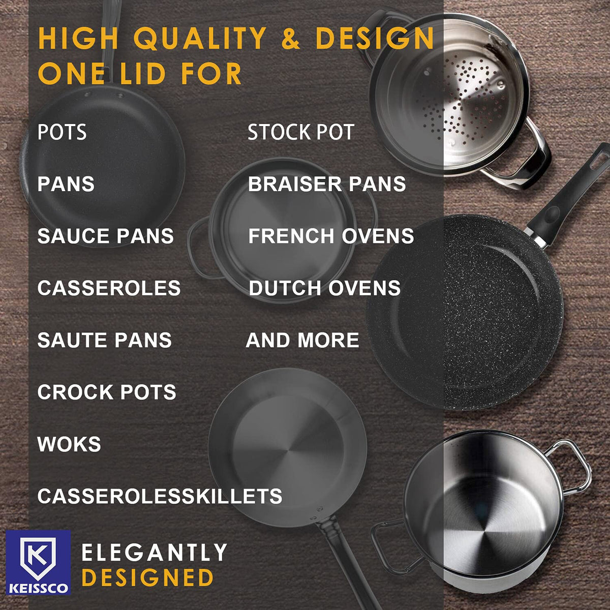 Stainless Steel Universal Lid for Pots, Pans and Skillets C75683