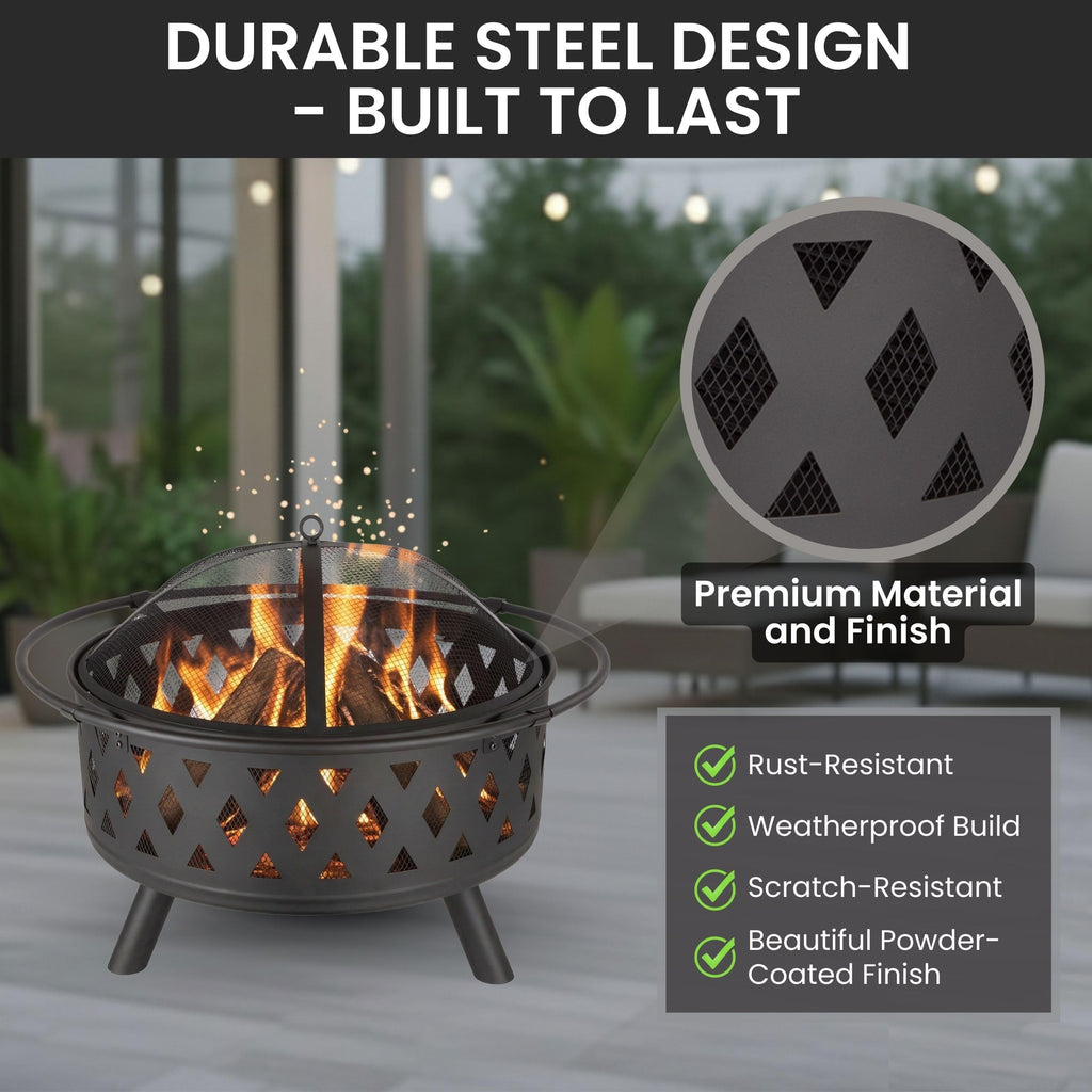 Black 32-Inch Outdoor Fire Pit R4271