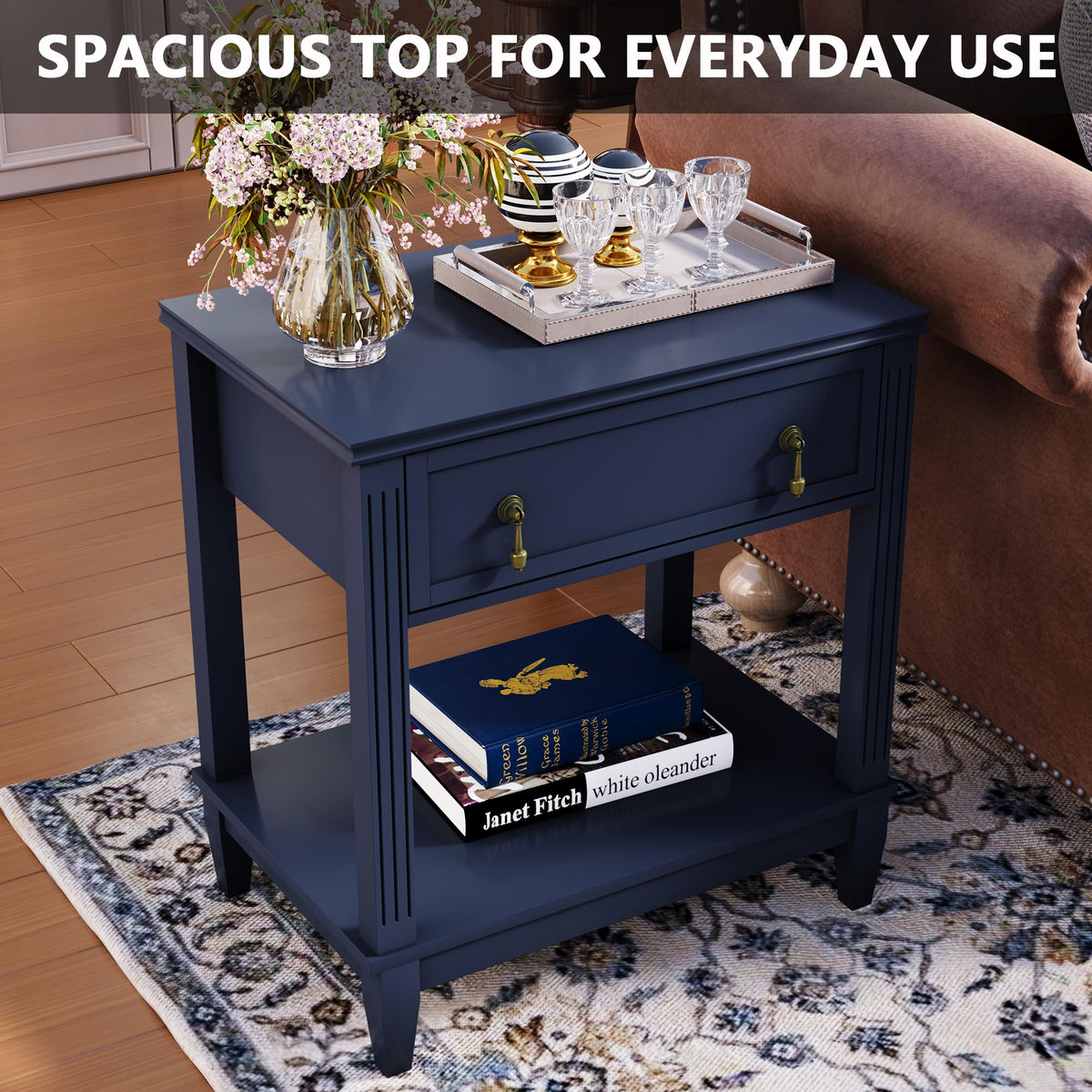 24 Inch Nightstand with Drawer and Open Shelf W763