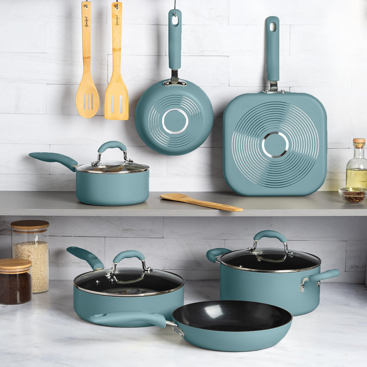 Turquoise 12-Piece Ceramic Nonstick Cookware Set A29513