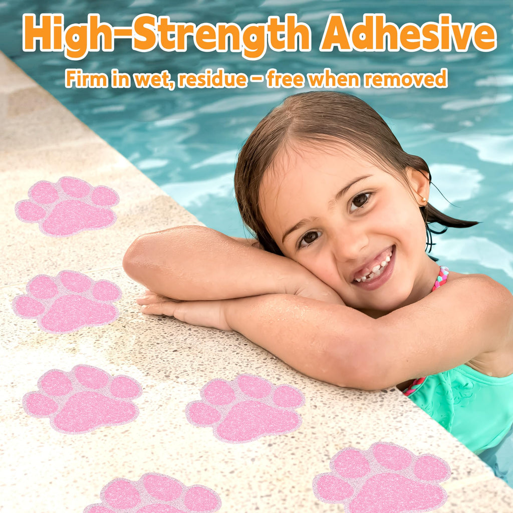 20PCS Non Slip Bathtub Stickers with Scraper, Pink, Dog Paw O61983