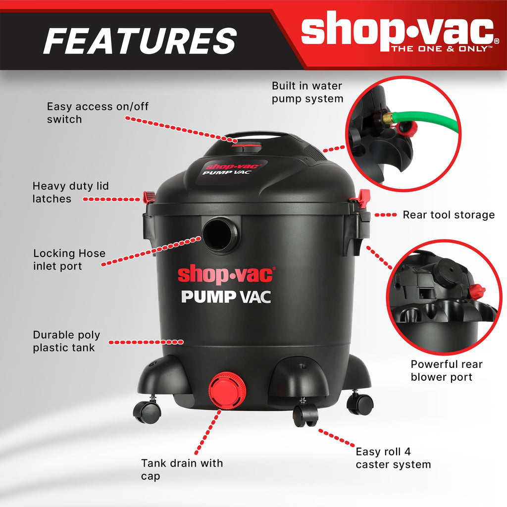 12 Gallon Wet Dry Pump Vacuum with Built-in Water Pump I4696