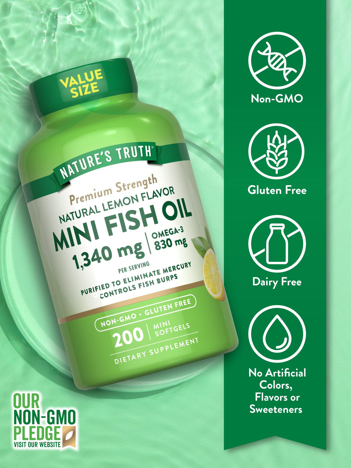 Fish Oil Omega 3 1340 mg 200 Mini Softgels R281499