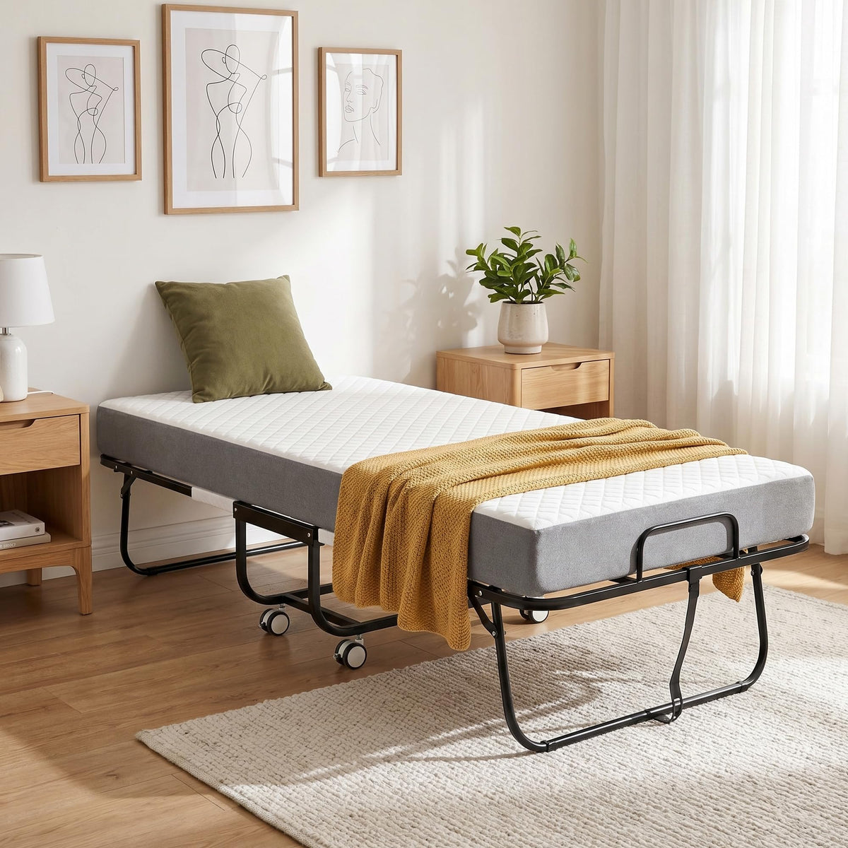 Folding Bed with Mattress, Twin Memory Foam T52046