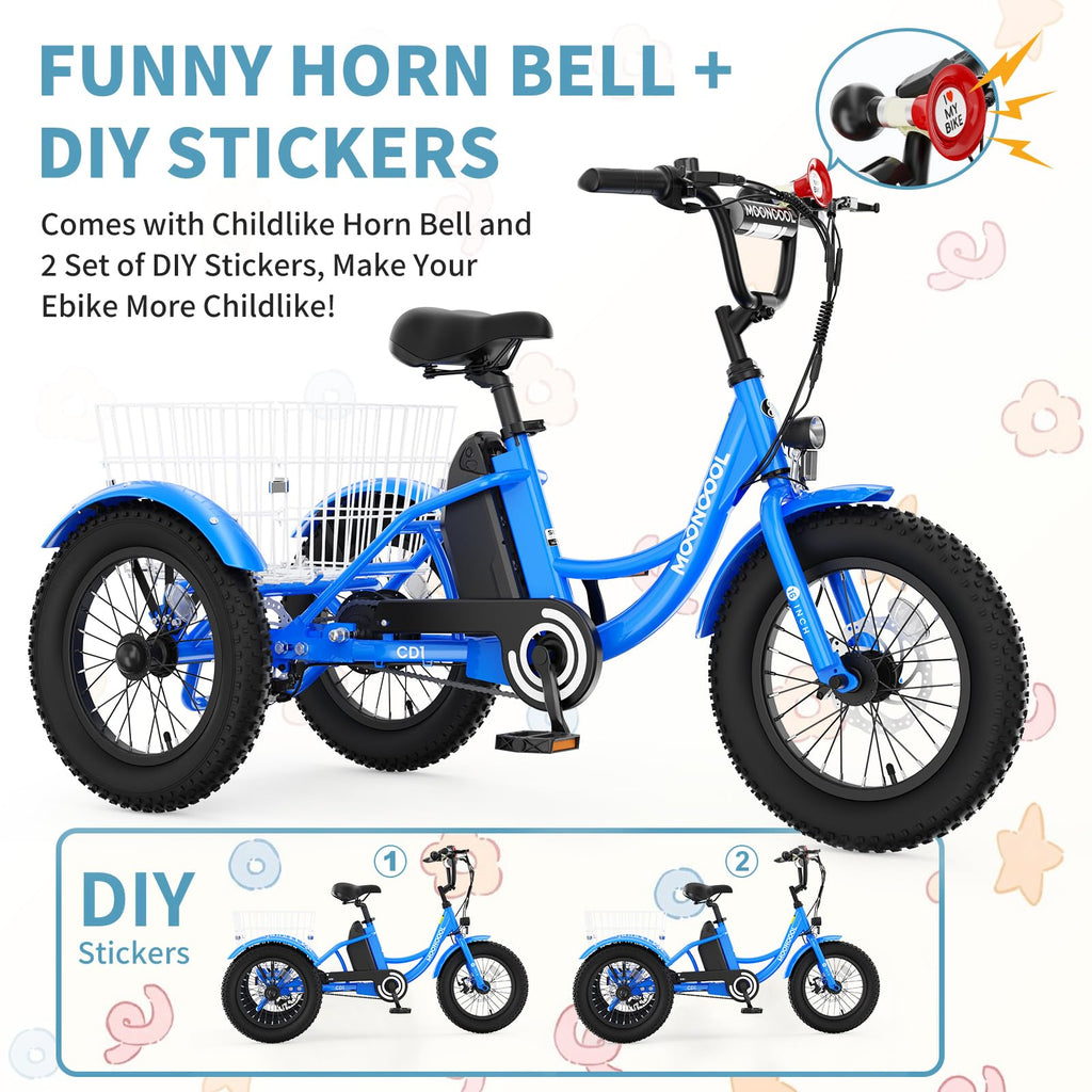 16 Inch 250W 24V Blue Electric Tricycle Q5805